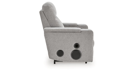 Pineland Pewter Power Glider Recliner with Audio System by Ashley at Eve Furniture