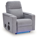 Pineland Pewter Power Glider Recliner with Audio System by Ashley at Eve Furniture