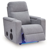 Pineland Pewter Power Glider Recliner with Audio System by Ashley at Eve Furniture