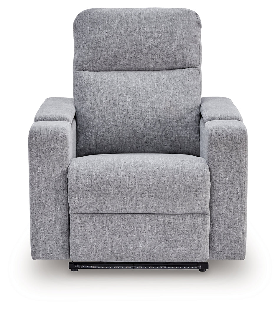 Pineland Pewter Power Glider Recliner with Audio System by Ashley at Eve Furniture