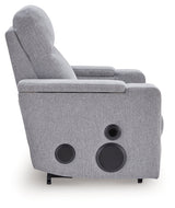 Pineland Pewter Power Glider Recliner with Audio System by Ashley at Eve Furniture
