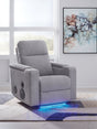 Pineland Pewter Power Glider Recliner with Audio System by Ashley at Eve Furniture