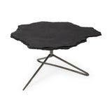 Pinera 37"x33" Black Slate With Iron Base Coffee Table by Mercana at Eve Furniture