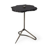 Pinera II 19L x 19W Black Slate Top W/ Triangular Iron Base Accent Table by Mercana at Eve Furniture