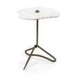 Pinera II 19L x 19W White Marble W/ Triangluar Gold Iron Base Accent Table by Mercana at Eve Furniture
