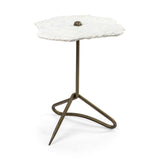 Pinera II 19L x 19W White Marble W/ Triangluar Gold Iron Base Accent Table by Mercana at Eve Furniture