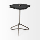 Pinera II Black Slate Top W/ Triangular Iron Base Accent Table by Mercana at Eve Furniture