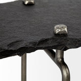 Pinera III 49L x 17W Black Slate W/Iron Base Console Table by Mercana at Eve Furniture