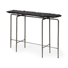 Pinera III Black Slate W/Iron Base Console Table by Mercana at Eve Furniture