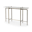 Pinera III White Marble Top Gold-Toned Iron Base Console Table by Mercana at Eve Furniture