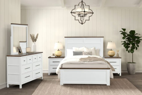 Pinetop White/Dark Brown 5-Piece Twin Bedroom Set by Furniture of America at Eve Furniture