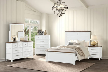 Pinetop White/Dark Brown 5-Piece Twin Bedroom Set by Furniture of America at Eve Furniture