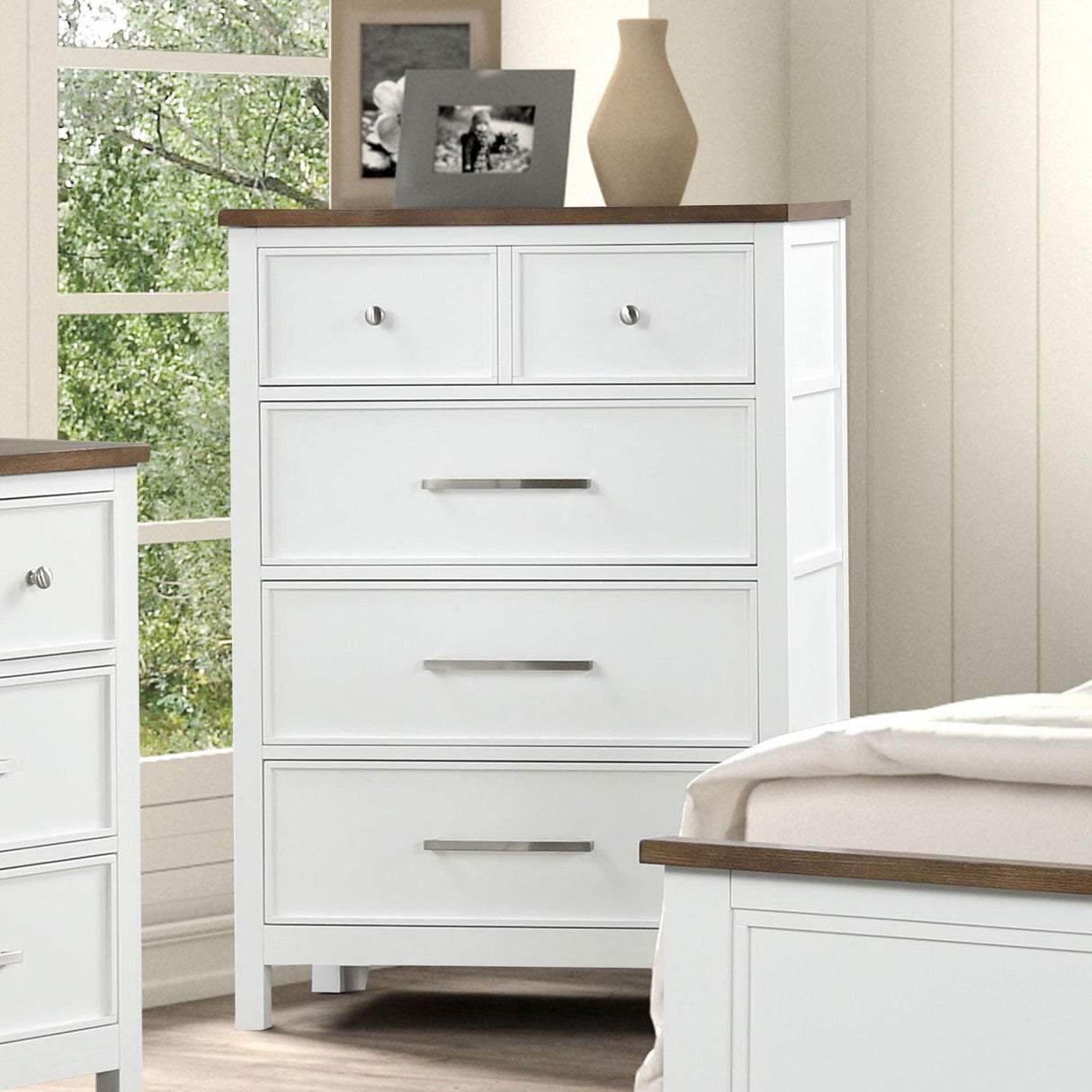 Pinetop White/Dark Brown Chest by Furniture of America at Eve Furniture
