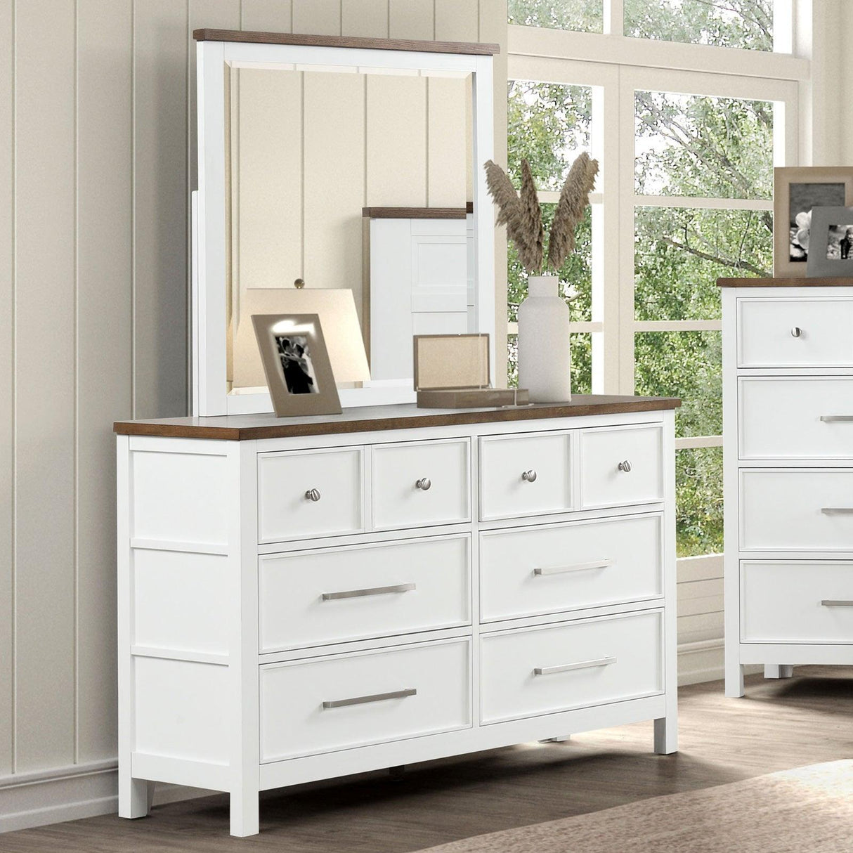 Pinetop White/Dark Brown Dresser by Furniture of America at Eve Furniture