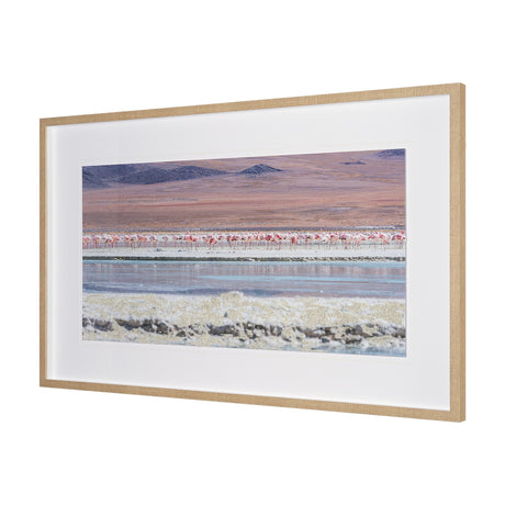 Pink Flamingoes by Richard Silver Hand Embelished Framed Artwork Matted under Glass by Mercana at Eve Furniture
