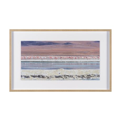 Pink Flamingoes by Richard Silver Hand Embelished Framed Artwork Matted under Glass by Mercana at Eve Furniture