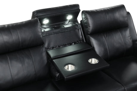 Pinnacle Black Leather 3-Piece Reclining Living Room Set by Happy Homes at Eve Furniture