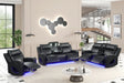 Pinnacle Black Leather 3-Piece Reclining Living Room Set by Happy Homes at Eve Furniture