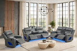 Pinnacle Gray Leather 3-Piece Reclining Living Room Set by Happy Homes at Eve Furniture