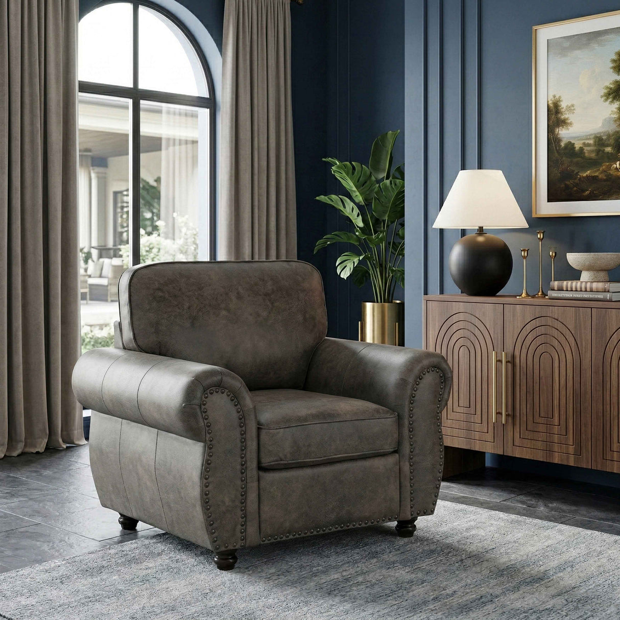 Pinnacle Pewter Chair by Homelegance at Eve Furniture