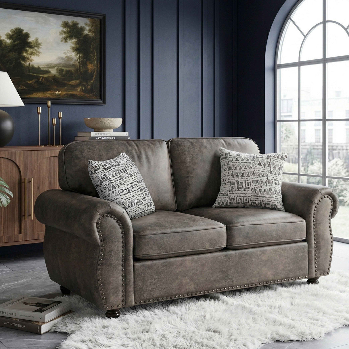 Pinnacle Pewter Loveseat by Homelegance at Eve Furniture