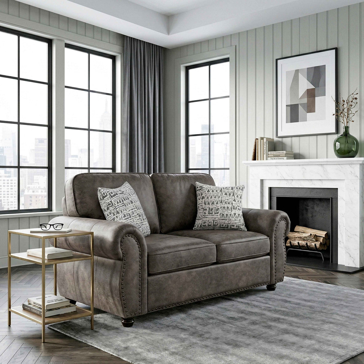 Pinnacle Pewter Loveseat by Homelegance at Eve Furniture
