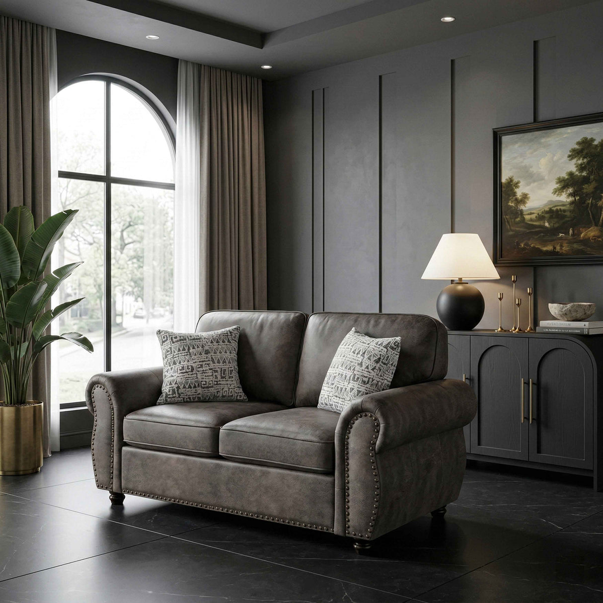 Pinnacle Pewter Loveseat by Homelegance at Eve Furniture