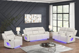 Pinnacle Sand Leather 3-Piece Reclining Living Room Set by Happy Homes at Eve Furniture
