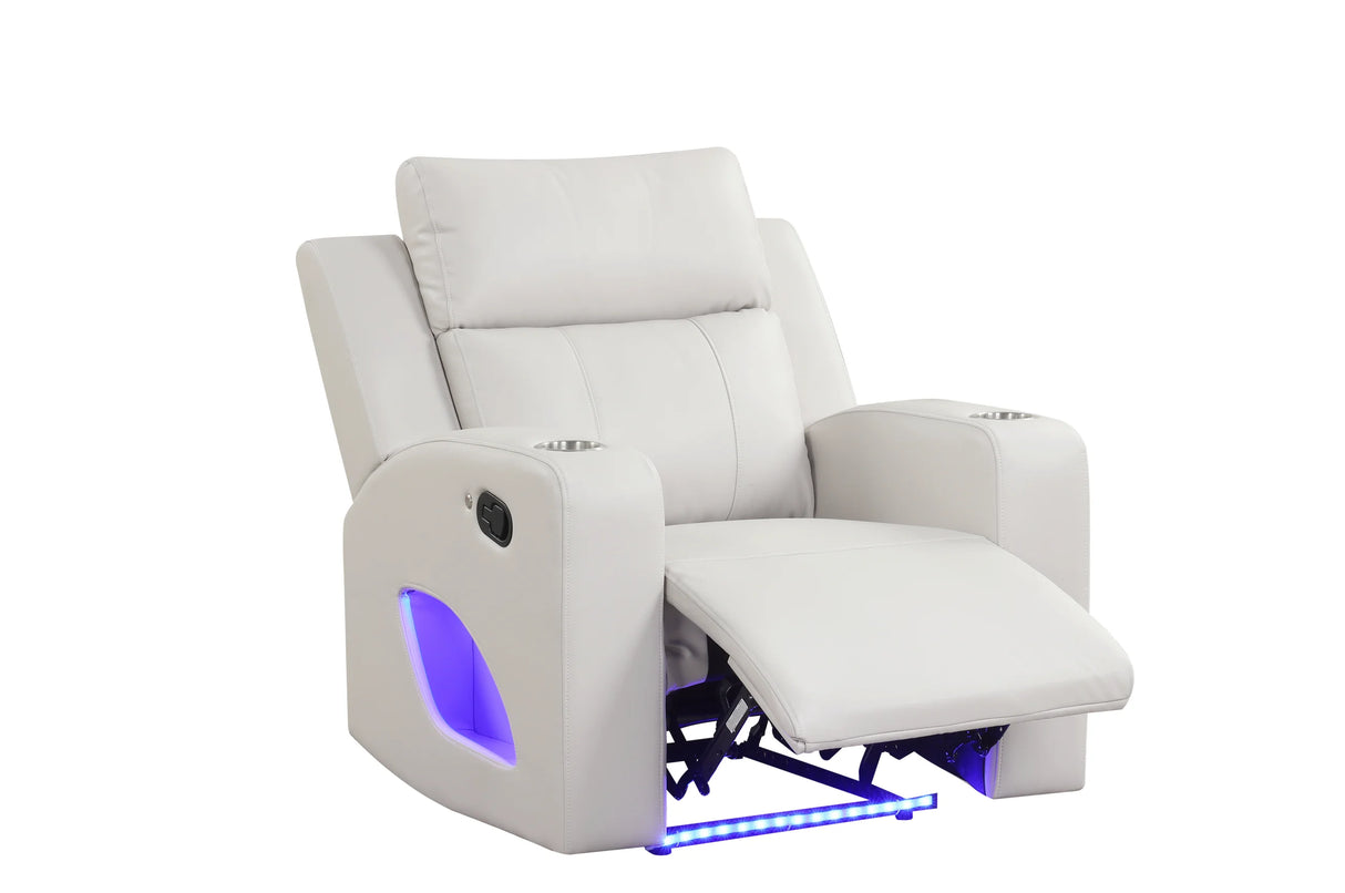 Pinnacle Sand Leather 3-Piece Reclining Living Room Set by Happy Homes at Eve Furniture