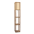 Pinnacle Shelf Floor Lamp For Bedroom/Living Room, Natural Wood with Long Shade by Ashcroft Furniture at Eve Furniture
