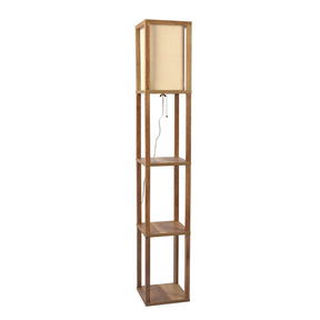 Pinnacle Shelf Floor Lamp For Bedroom/Living Room, Natural Wood with Long Shade by Ashcroft Furniture at Eve Furniture