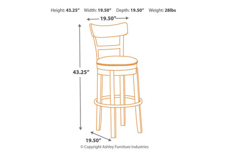 Pinnadel Light Brown Bar Height Barstool by Ashley at Eve Furniture