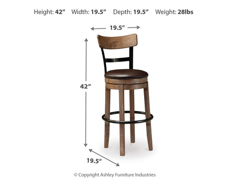 Pinnadel Light Brown Bar Height Barstool by Ashley at Eve Furniture