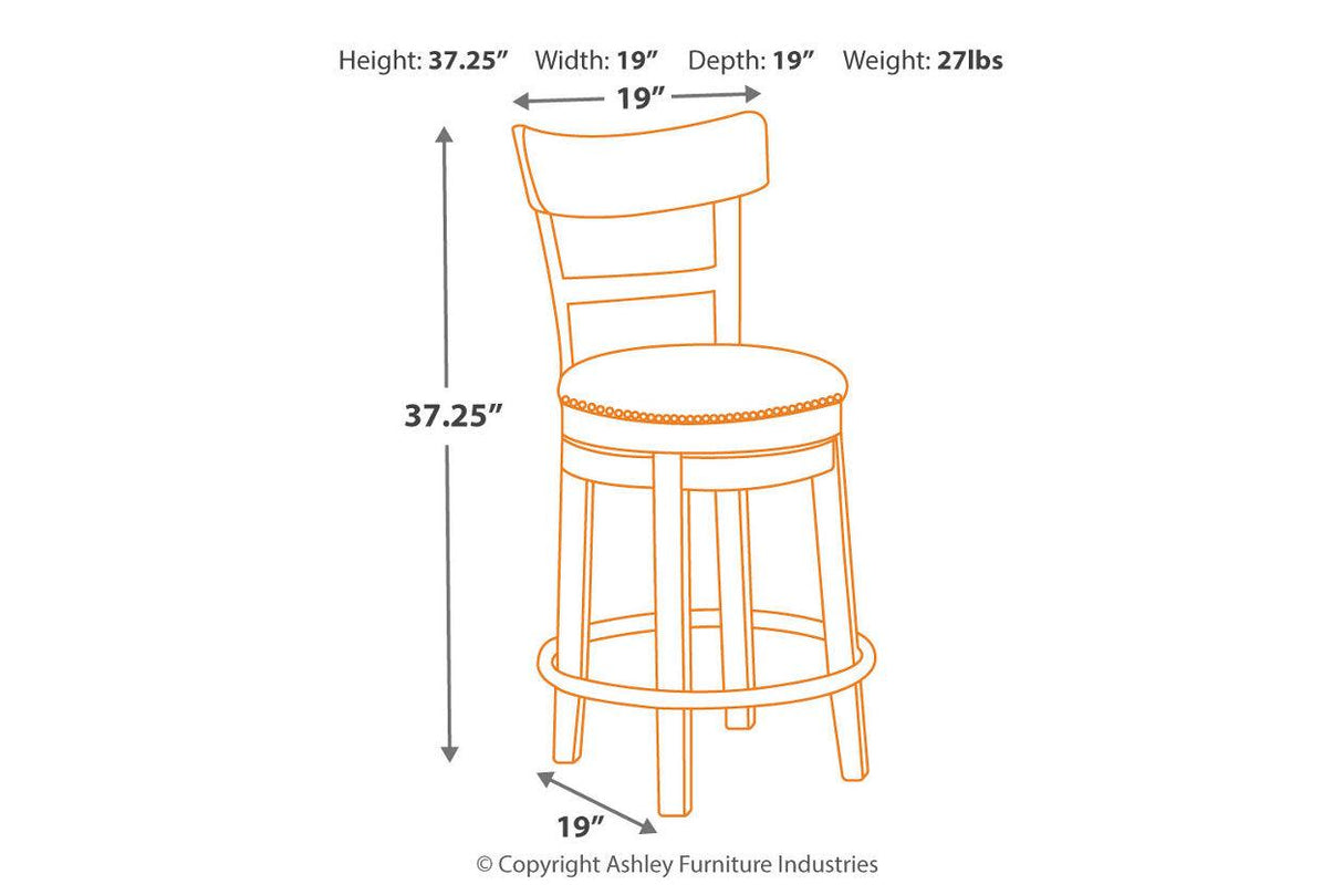 Pinnadel Light Brown Counter Height Barstool by Ashley at Eve Furniture