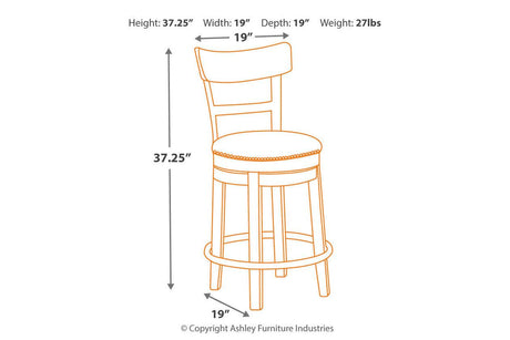 Pinnadel Light Brown Counter Height Barstool by Ashley at Eve Furniture