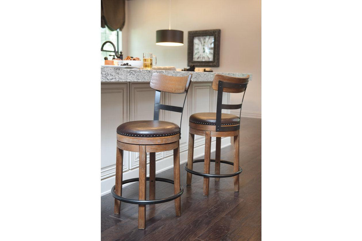Pinnadel Light Brown Counter Height Barstool by Ashley at Eve Furniture