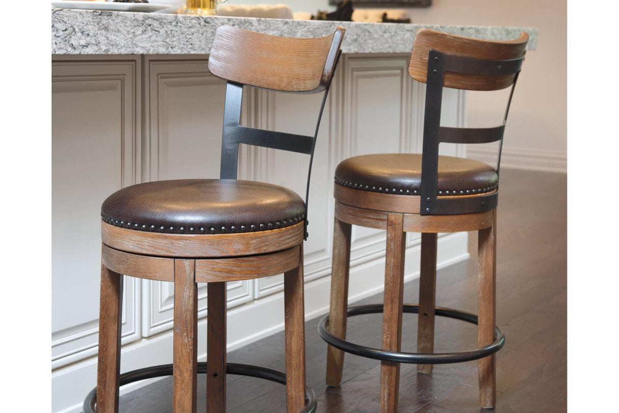 Pinnadel Light Brown Counter Height Barstool by Ashley at Eve Furniture