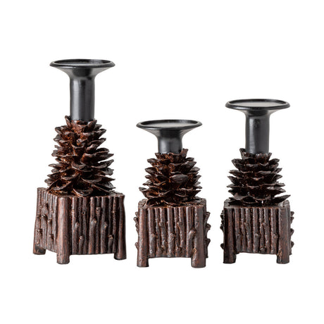 Pinola Brown/Black Candle Holders by Crestview at Eve Furniture