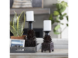 Pinola Brown/Black Candle Holders by Crestview at Eve Furniture