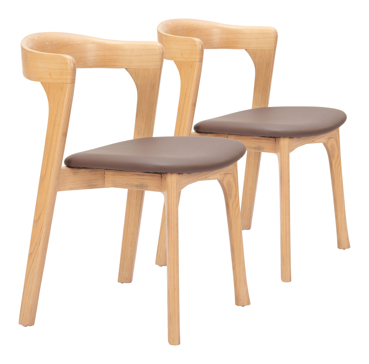 Pioro Brown & Natural Dining Chair (Set of 2) by Zuomod at Eve Furniture