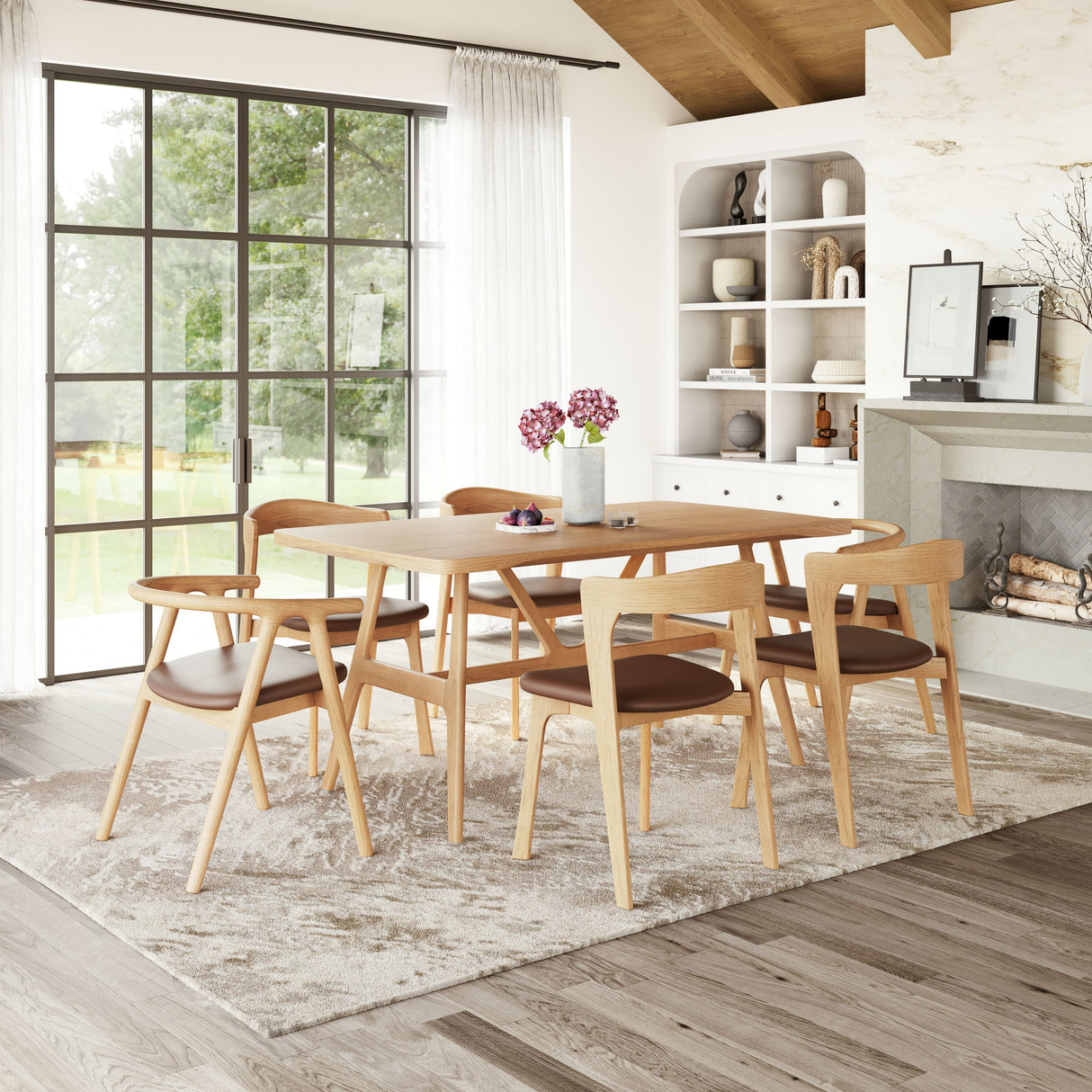 Pioro Brown & Natural Dining Chair (Set of 2) by Zuomod at Eve Furniture