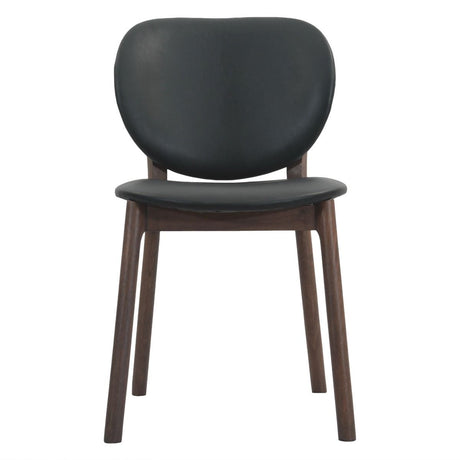 Piper 18" Round Back Dining Chair in Black Leather and Wood, Set of 2 by Home Trends & Design at Eve Furniture