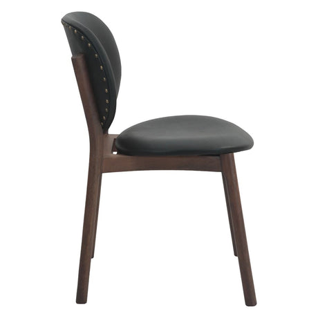 Piper 18" Round Back Dining Chair in Black Leather and Wood, Set of 2 by Home Trends & Design at Eve Furniture