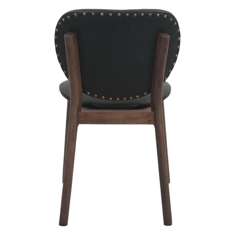 Piper 18" Round Back Dining Chair in Black Leather and Wood, Set of 2 by Home Trends & Design at Eve Furniture