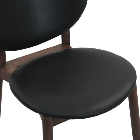 Piper 18" Round Back Dining Chair in Black Leather and Wood, Set of 2 by Home Trends & Design at Eve Furniture