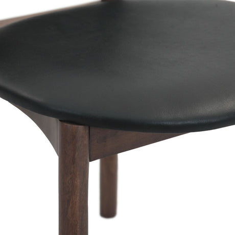 Piper 18" Round Back Dining Chair in Black Leather and Wood, Set of 2 by Home Trends & Design at Eve Furniture
