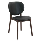Piper 18" Round Back Dining Chair in Black Leather and Wood, Set of 2 by Home Trends & Design at Eve Furniture