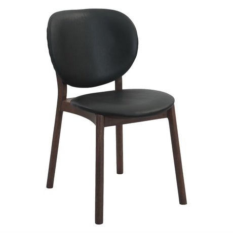 Piper 18" Round Back Dining Chair in Black Leather and Wood, Set of 2 by Home Trends & Design at Eve Furniture