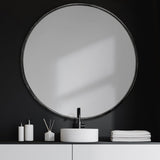 Piper Large Black Metal Round Wall Mirror by Mercana at Eve Furniture