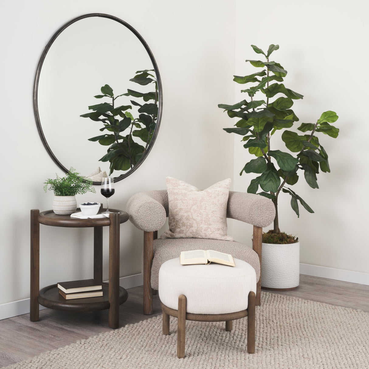 Piper Large Black Metal Round Wall Mirror by Mercana at Eve Furniture